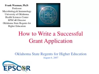 How to Write a Successful Grant Application Oklahoma State Regents for Higher Education