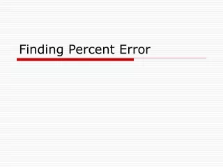 Finding Percent Error