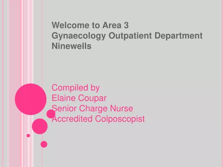 welcome to area 3 gynaecology outpatient