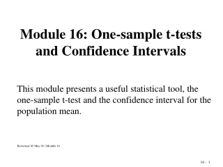 Module 16: One-sample t-tests and Confidence Intervals