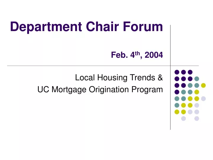 department chair forum feb 4 th 2004