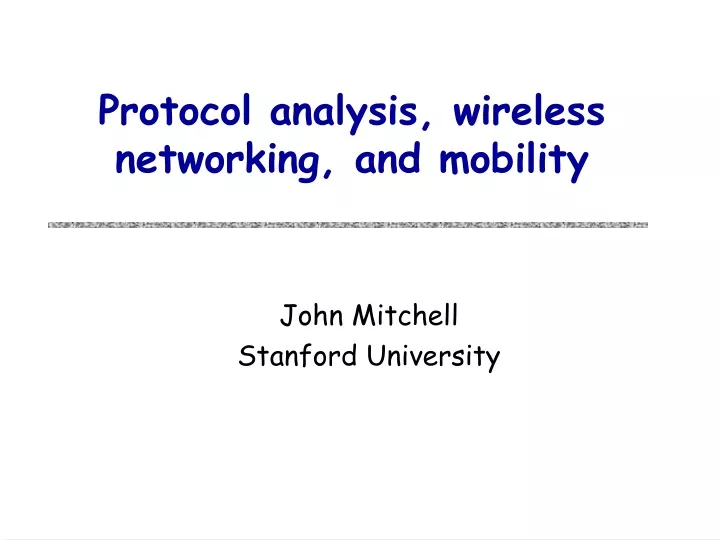 protocol analysis wireless networking and mobility