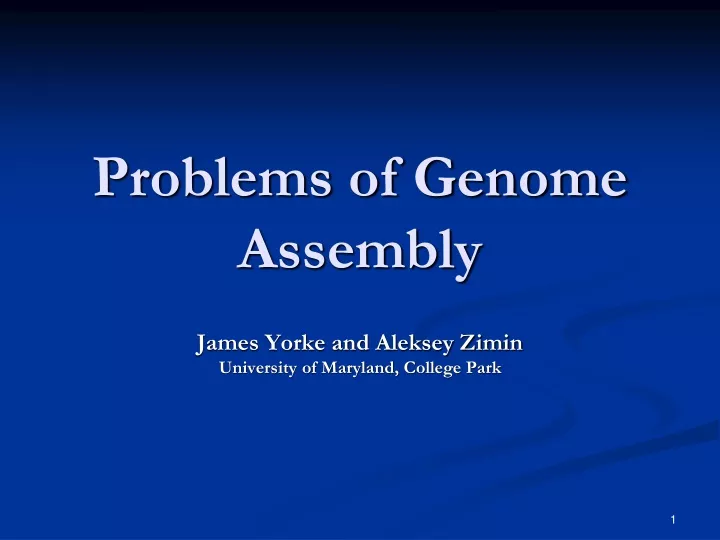 problems of genome assembly