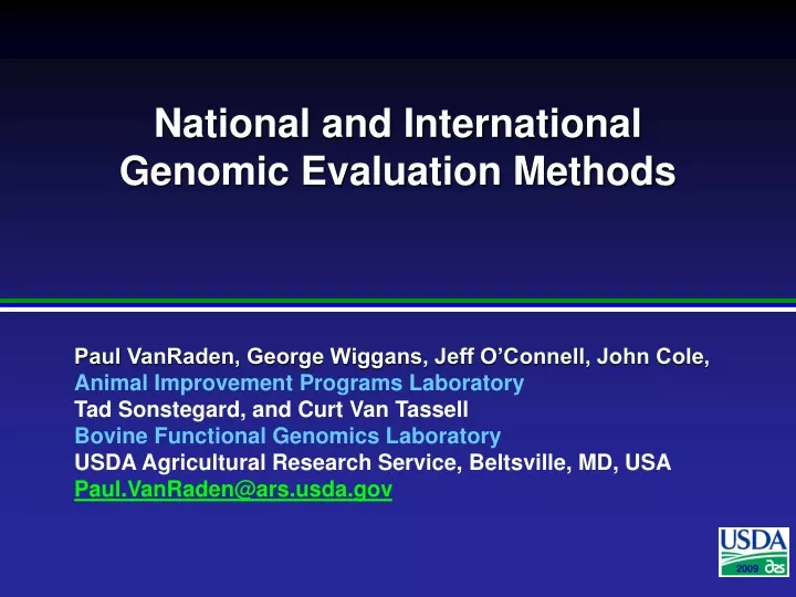 national and international genomic evaluation methods