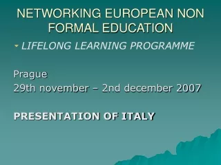 NETWORKING EUROPEAN NON FORMAL EDUCATION