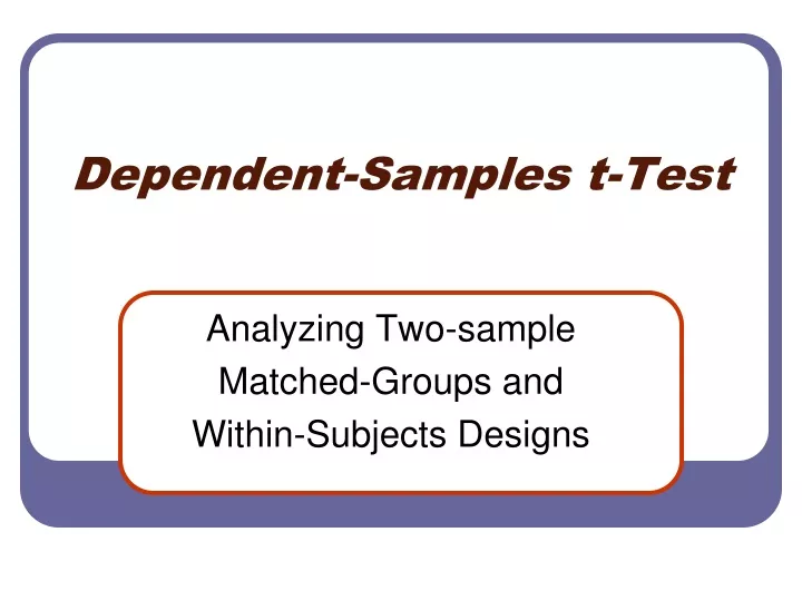 dependent samples t test