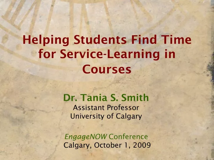 helping students find time for service learning in courses