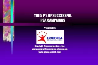 THE 5 P’s OF SUCCESSFUL PSA CAMPAIGNS