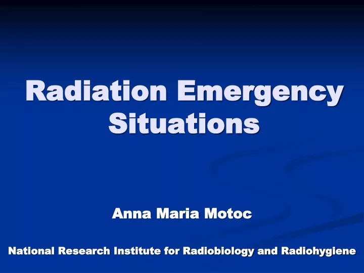 radiation emergency situations