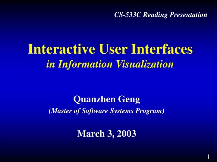 interactive user interfaces in information visualization