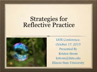 Strategies for  Reflective Practice