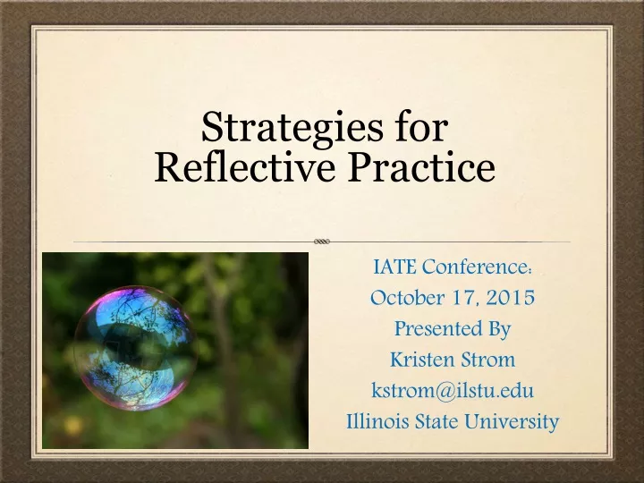 strategies for reflective practice