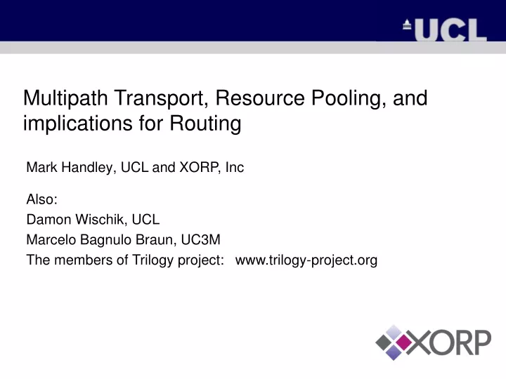 multipath transport resource pooling and implications for routing