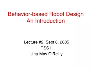 Behavior-based Robot Design An Introduction