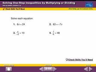 Solving One-Step Inequalities by Multiplying or Dividing