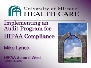 Implementing an Audit Program for HIPAA Compliance Mike Lynch HIPAA Summit West  March 14, 2002