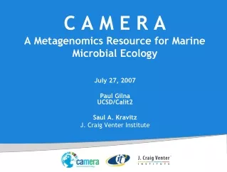 C A M E R A A Metagenomics Resource for Marine Microbial Ecology