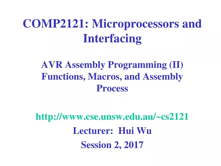 comp2121 microprocessors and interfacing