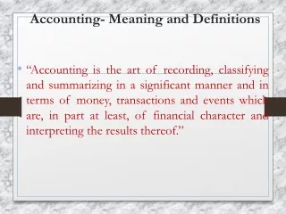 Accounting- Meaning and Definitions