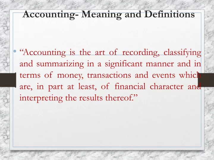 accounting meaning and definitions