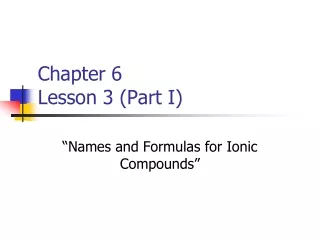 Chapter 6 Lesson 3 (Part I)