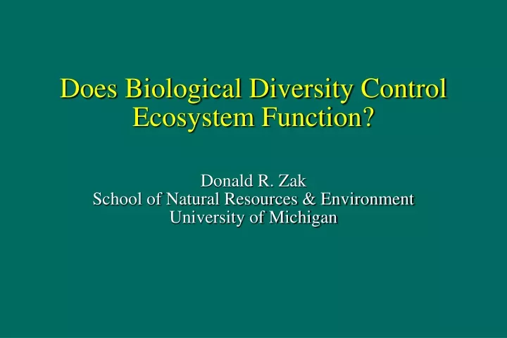 does biological diversity control ecosystem