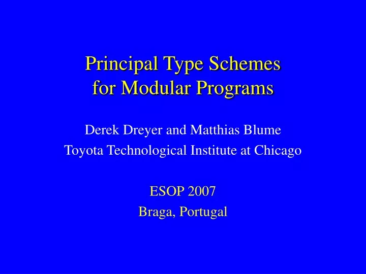principal type schemes for modular programs