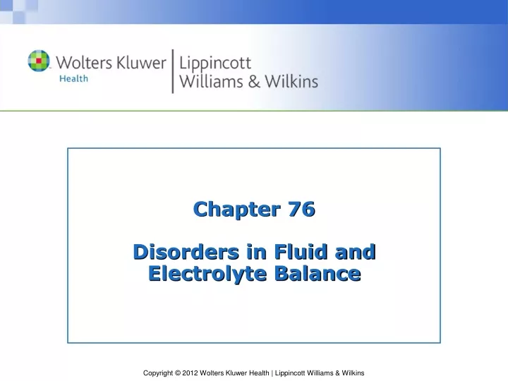 chapter 76 disorders in fluid and electrolyte balance