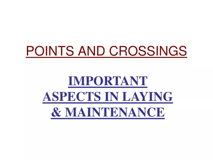 points and crossings