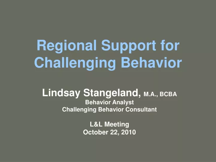 regional support for challenging behavior
