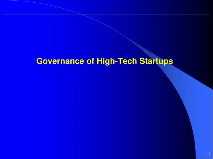 governance of high tech startups