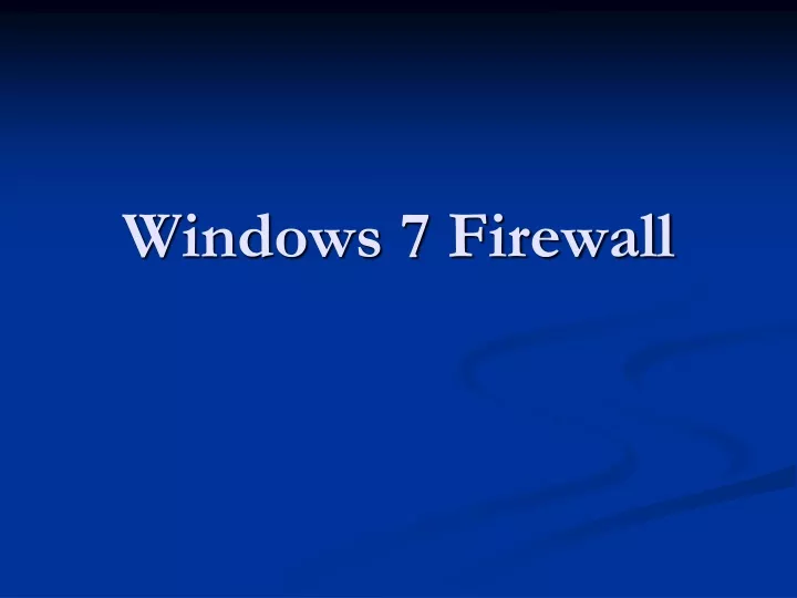 windows 7 firewall