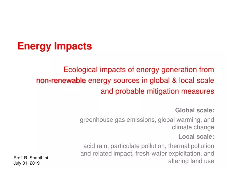 energy impacts ecological impacts of energy