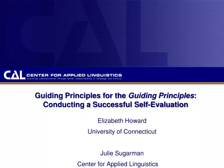 guiding principles for the guiding principles conducting a successful self evaluation