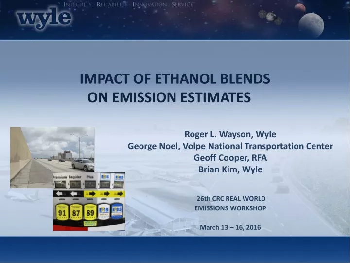 impact of ethanol blends on emission estimates