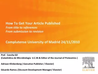 Prof.  Concha Gil  (Catedrática de Microbiología  U.C.M. &amp; Editor of the Journal of Proteomics )