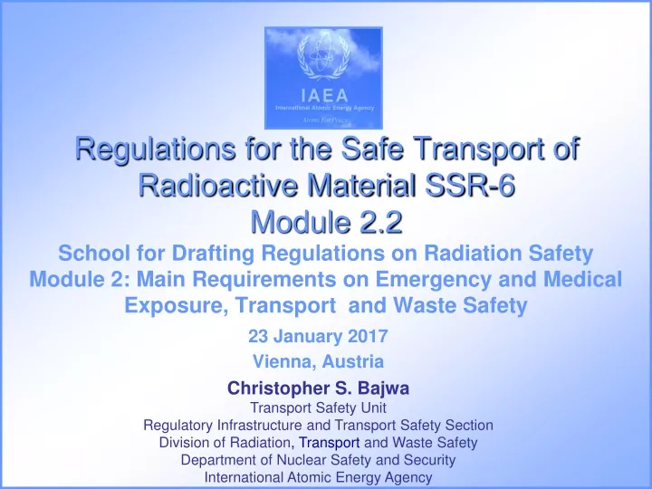 regulations for the safe transport of radioactive