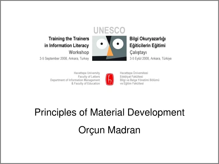 principles of material development