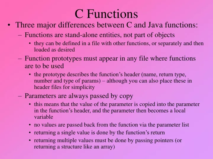 c functions