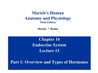 Chapter 16 Endocrine System Lecture 13 Part 1: Overview and Types of Hormones