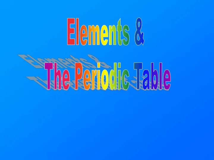 elements the periodic table