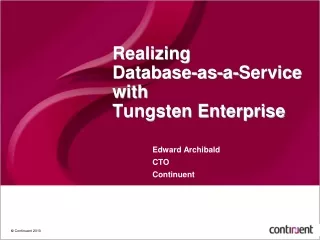Realizing  Database-as-a-Service with  Tungsten Enterprise