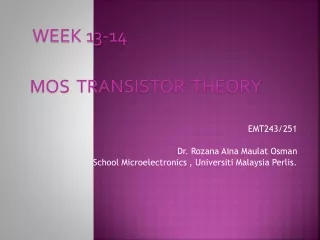 EMT243/251 Dr. Rozana Aina Maulat Osman School Microelectronics , Universiti Malaysia Perlis.