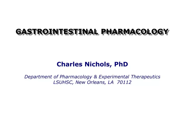 gastrointestinal pharmacology