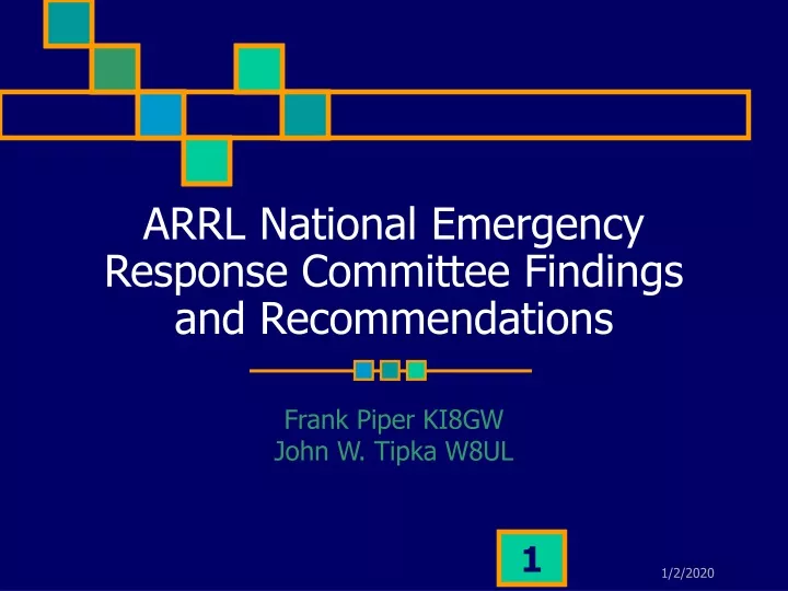 arrl national emergency response committee findings and recommendations