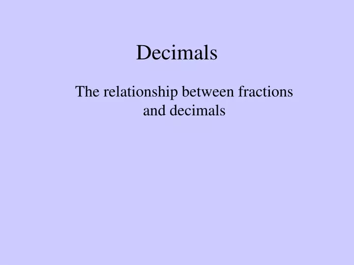 decimals