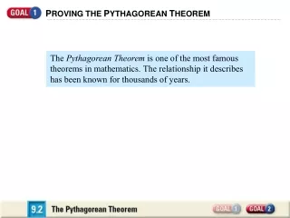 P ROVING THE  P YTHAGOREAN  T HEOREM