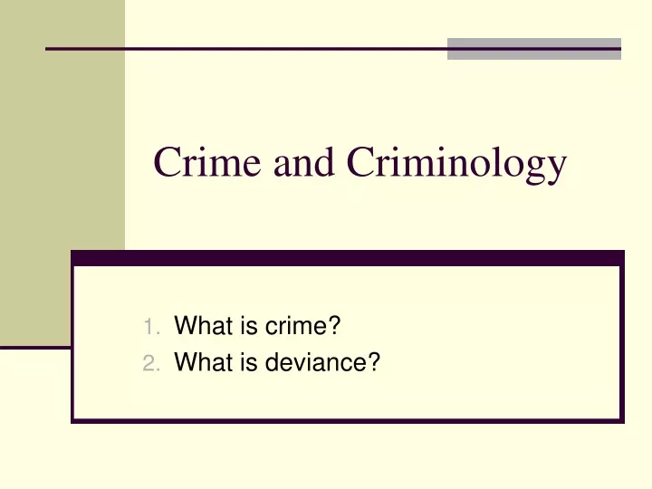 crime and criminology