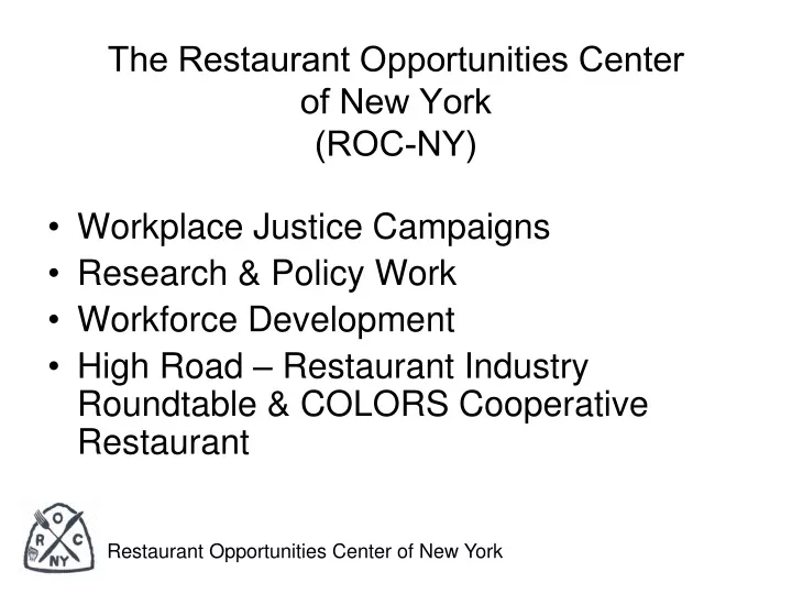 the restaurant opportunities center of new york roc ny