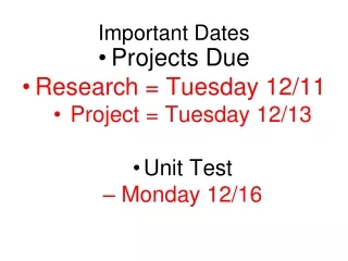 Important Dates